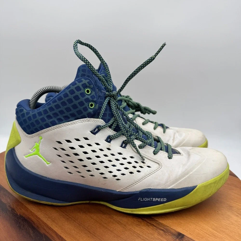 Jordan Rising High Shoes Mens 12 White Insignia Blue Ghost Green Sneakers